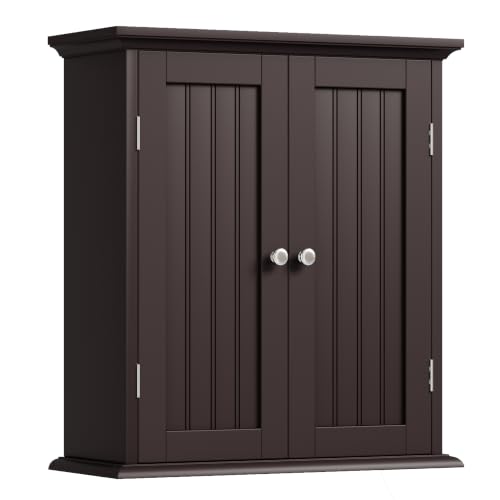 ChooChoo Bathroom Wall Cabinet with 2 Doors, Over The Toilet | 8.8"D x 21.1"W x 24"H, Medicine Cabinet, Adjustable Shelves, Cupboard, Espresso - color: Espresso, size: 8.8"D x 21.1"W x 24"H