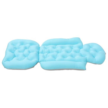 POPETPOP Bathtub Mat with Pillow for Adults, Spa Bath Cushion Pad with Suction Cups, Blue Full-Body Bath Pillow Headrest for Bathtub Relaxation and Neck Support