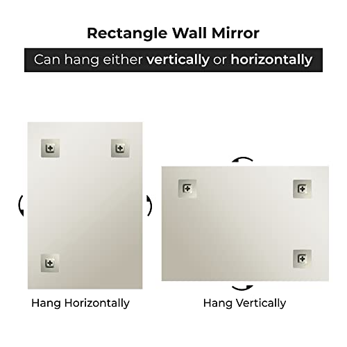 18x40 Inch Rectangle Frameless Bathroom Vanity Mirror with Beveled Edge - Shatterproof Wall Mounted Decorative Glass with Safety Backing for Living Room Bedroom Hallway Entryway - Fab Glass and Mirror - size: 18"L x 40"W, style: Rectangle