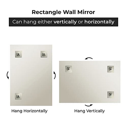 36x48 Inch Rectangle Frameless Bathroom Vanity Mirror with Beveled Edge - Shatterproof Wall Mounted Decorative Glass with Safety Backing for Living Room Bedroom Hallway Entryway - Fab Glass and Mirror - size: 48"L x 36"W, style: Rectangle