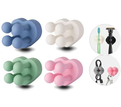 4 Pcs Heart Shaped Waterproof Silicone Toothbrush Holder,Cute Multi-Function Wall Mounted Self Adhesive Utility Hook for Hanging Towel Key Plug Cable for Kitchen Bathroom Home Office Mixed3 - color: 4pcsmixedheart3