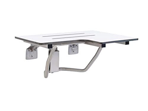 Folding Shower Chair for Elderly and Disabled | ADA Folding Shower Seat Wall Mounted Holds up to 600 lbs | Phenolic Resin Shower Chair for Inside Shower 304 Stainless Steel | 26”x21” Left Hand - size: 26" Left Hand