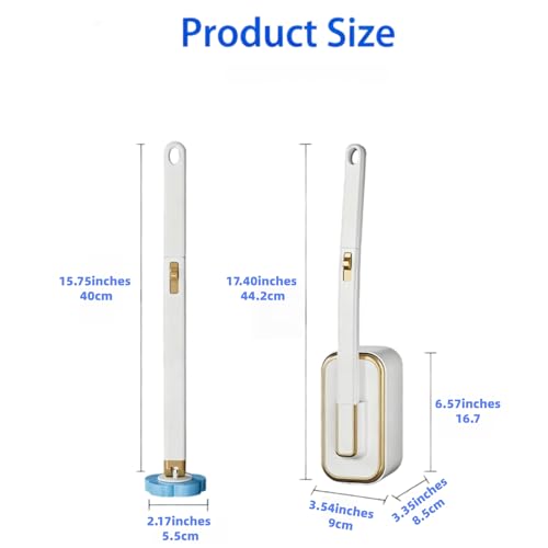 Disposable Toilet Brush and Base Set (Including 48 Replacement Heads and Base) - Wall-Mounted Design with Ergonomic Grip for Bathrooms, Toilets and RVs.