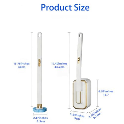 Disposable Toilet Brush and Base Set (Including 48 Replacement Heads and Base) - Wall-Mounted Design with Ergonomic Grip for Bathrooms, Toilets and RVs.