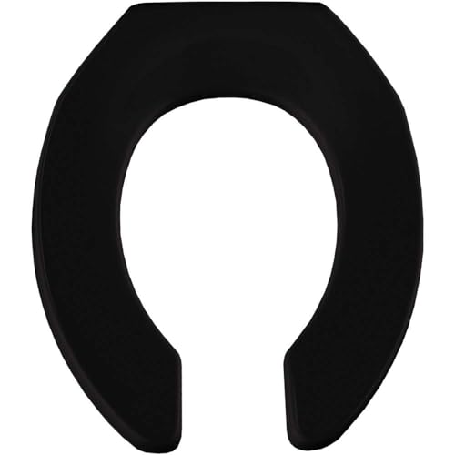BEMIS 955SSCT 047 Commercial Heavy Duty Open Front Toilet Seat without Cover will Never Loosen & Reduce Call-backs, Round, Plastic, Black - color: Black, size: Round