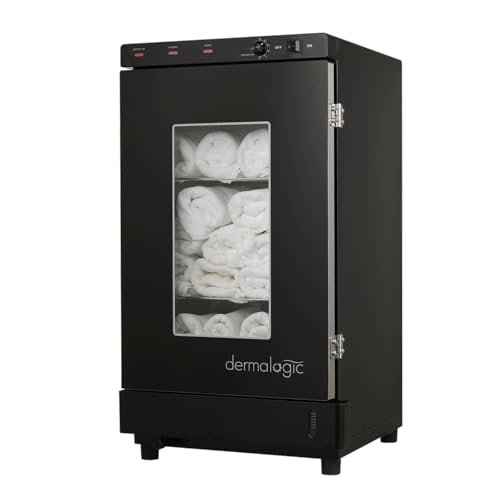 Dermalogic Towel Steamer 120G Glass Door, Black Finish Modern Design Towel Warmer for Massage Beauty Center Barber Nail Salon Spa Furniture Equipment