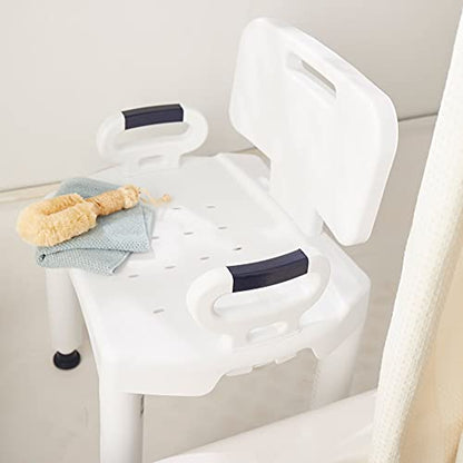 McKesson Bath Bench with Removeable Back, 21.25 in, 21-1/4 in, 1 ct | Plastic Frame, Lightweight, Adjustable