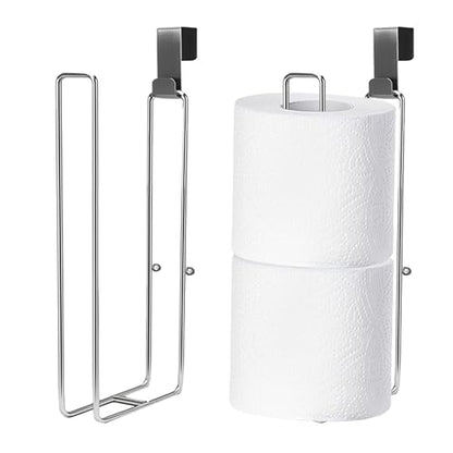 Toilet Paper Holder with Storage Extra 4 Roll Tissue, Over The Tank Toilet Paper Roll Holder Wall Mount, Brushed Nickel and Chrome Tissue Holder for Bathroom, RV Toilet Paper Holder with Shelf, 2Pcs - color: Silver, 2pcs, 8.67in