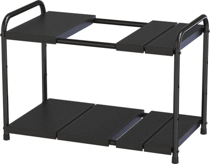 Deco Brothers Under Sink 2 Tier Expandable Shelf Organizer, Black - color: Black
