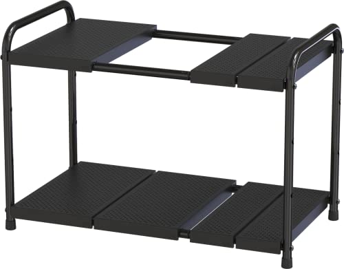 Deco Brothers Under Sink 2 Tier Expandable Shelf Organizer, Black - color: Black