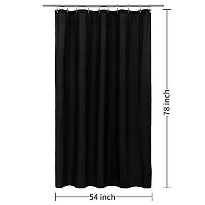 ALYVIA SPRING Stall Fabric Shower Curtain Liner Waterproof - Soft & Lightweight Long Stall Size Shower Curtain with Magnets, Machine Washable - 54x78, Black - color: Black, size: 54"W x 78"L (Pack of 1)