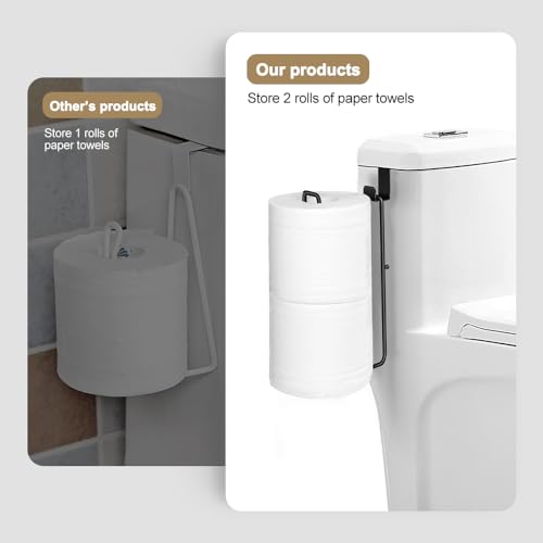 Over The Tank Toilet Paper Holder Bathroom Wall Mount（1 Pcs） | Toilet Paper Roll Holder for 2 Roll Tissue Brushed Nickel Self Adhesive Toilet Paper Storage Stainless Steel - color: G:hold 2 Rolls Tissue(1pcs,black)