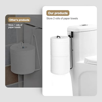 Black Bathroom Toilet Paper Roll Holder for 2 Roll Tissue 2pcs | , Brushed Nickel,Over The Tank Toilet Paper Holder,Self Adhesive Wall Mount,Stainless Steel Toilet Paper Holder Storage - color: H:hold 2 Rolls Tissue(2pcs,black)