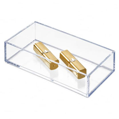 iDesign Clarity Collection Vanity Tray Organizer, 4" x 8" x 2", Clear | Small, Decorative, For Bathroom, Bedroom, Closet, Entryway, Countertop - size: Small