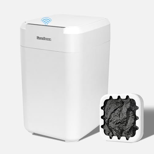 4.5 Gallon Smart Self-Sealing & Self-Changing Trash Can, 17L Automatic Motion Sensor Garbage Bin with Lid, Touchless Electric Wastebasket for Bathroom, Bedroom, and Office - White - size: 4.5 Gallon-Standard