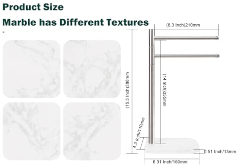 Hand Towel Holder, F-Shape Hand Towel Stand with Marble Base, Stainless Steel Swivel Hand Towel Rack Standing Towel Bar for Bathroom Kitchen Countertop, 2 Arms (Brushed Nickel) - color: Brushed Nickel