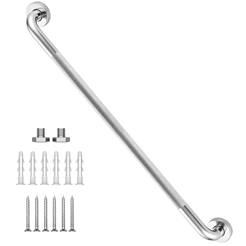 36 Inch Shower Grab Bar, Brushed Nickel Anti Slip Safety Bars, 304 Stainless Steel Bathroom Handrail, Handicap Grab Bars for Wall, Shower Grip Handle for Seniors Elderly Injury Assist Bath (1.25" Dia) - color: Brushed Nickel, size: 36 Inch