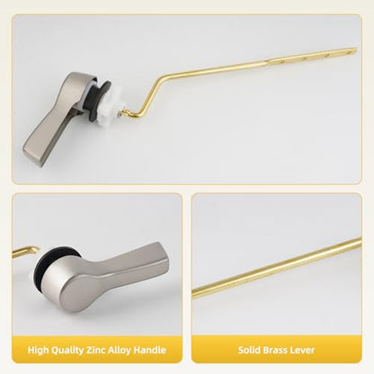 Universal Metal Toilet Handle Lever Replacement, Side Mount, Brushed Nickel | Solid Brass Toilet Flush Handle Compatible with Kohler/American Standard/ TOTO/Gerber, Stainless Steel Chain, Easy to Install - color: Brushed Nickel, style: Side Mount Design
