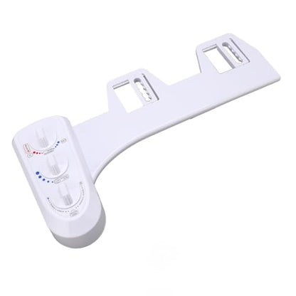 Bidet Toilet Attachment Spray Hot Cold Fresh Water Dual Nozzle Non Electric Mechanical Adjustable Water Pressure Temperature Bathroom Seat for Standard Toilets White 17.3 x 8.1
