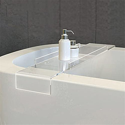 WANLIAN Luxury Bathtub Caddy Tray for Bathroom and Shower Storage - Clear Handles - color: Clear Handles
