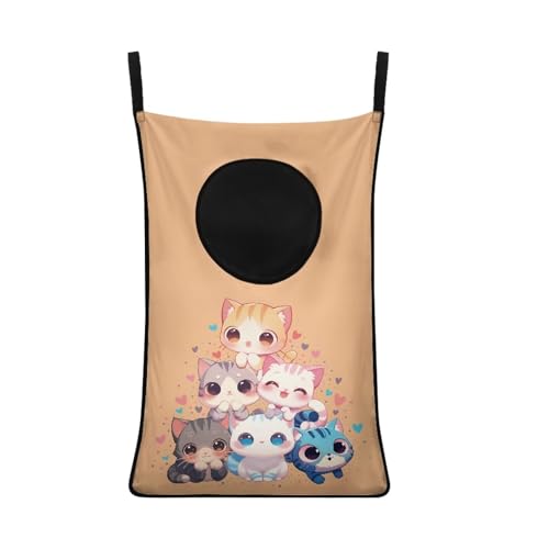ZFRXIGN Cats Hanging Hampers for Laundry Over The Door Laundry Hamper Dirty Clothes Storage Orange Laundry Baskets Space Saving Hamper Zipper Closure Toy Organizers Home Decor - color: Cats Heart