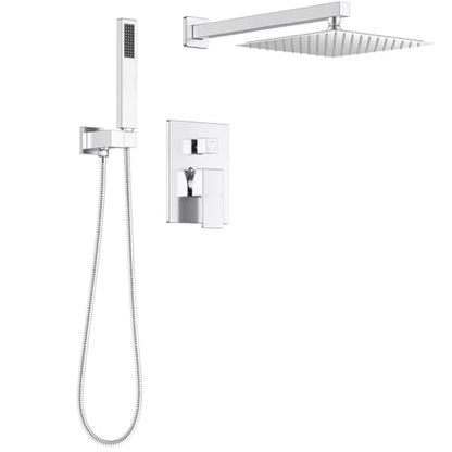 Lava Odoro Modern 2-Setting Square Shower System with Rain Shower Head and Handheld Spray Chrome, Rainfall Shower Faucet Set Chrome, Shower Valve and Trim Kit, Polished Chrome SF103-C - color: Chrome, style: Without Tub Spout