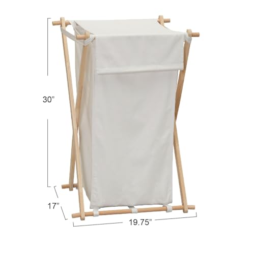 Household Essentials White Househod Essentials Laundry Hamper with Wood X Frame Large - color: White, style: Hamper