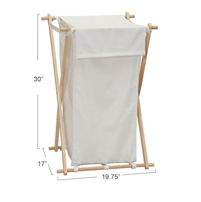 Household Essentials White Househod Essentials Laundry Hamper with Wood X Frame Large - color: White, style: Hamper