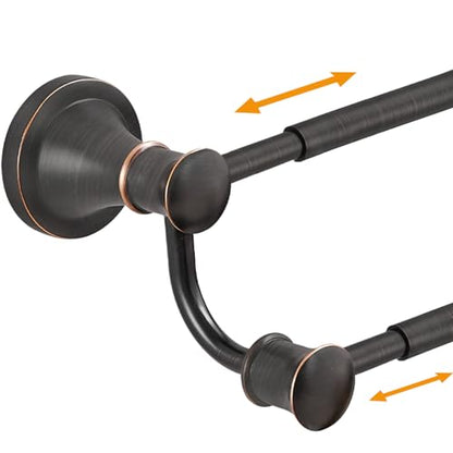 Hoimpro Adjustable Retractable 15-27 Inches Stainless Steel Bathroom Towel Bar, Bathroom Accessories Bath Hotel Double Towel Bar Rod Hanger Wall Mounted Towel Holder Towel Rack, Oil Rubbed Bronze | Oil Rubber Bronze, Adjustable 16-26", Wall Mounted, Stain