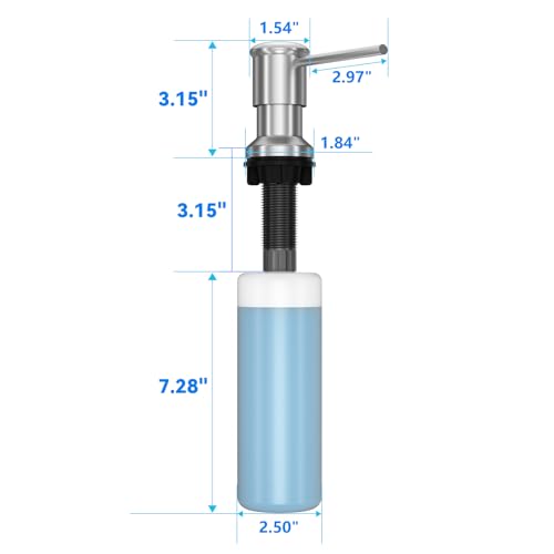 Dish Soap Dispenser, Kitchen Sink Soap Dispenser Pump with 17 OZ Bottle, Refill from The Top, Wide Pump Head Base (Brushed Nickel) - color: Brushed Nickel, size: With Bottle