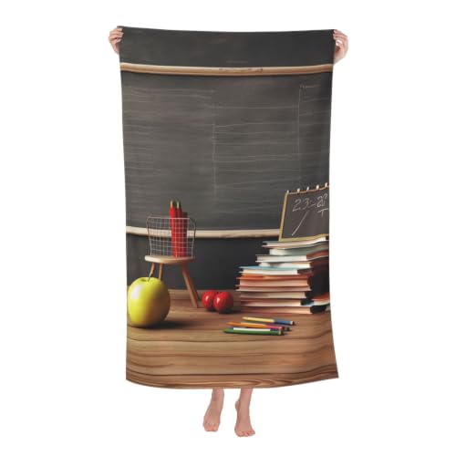 Teacher Classroom Chalkboard Bath Towel Super Absorbent Beach Towels Microfiber Bathroom Towel 32 x 52 Inch - color: Teacher Classroom Chalkboard