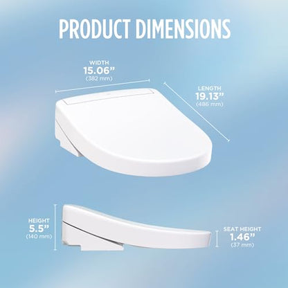 TOTO® WASHLET® S5 Electronic Bidet Toilet Seat with Instantaneous Water Heating, PREMIST and EWATER+ Wand Cleaning, Round, Cotton White - SW3445#01 - color: Cotton White, size: Round