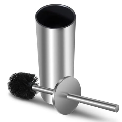 Stainless Steel Toilet Brush with Holder Set for Bathroom Storage and Organization Toilet Bowl Cleaner Brush and Holder (1, Silver) - color: Silver