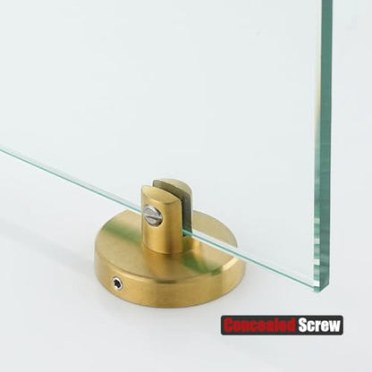 JQK Bathroom Glass Shelf Gold, Tempered Glass Shower Storage 8 by 5 inches, 304 Stainless Steel Brushed Gold Wall Mount, TGS101L8-BG - color: Gold, size: 8 Inch (1 Pack)