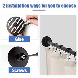 Black Stainless Steel L Shaped 50" Shower Curtain Rod - No Drill Adhesive - color: Black, size: 50"x50"