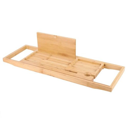 JEOZBM Bath Tray, Bamboo Bath Table Tray, Retractable Bathtub Shelf,Bathtub Caddy Tray, Expandable Bathroom Accessories for Wine, Phone, Book(90CM-Bamboo) - color: Bamboo
