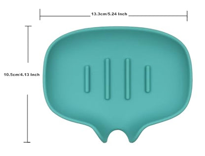 3 Pack Silicone Soap Dish, Self Draining Soap Holder, Sponge Holder, for Shower,Bathroom,Kitchen Sink Organizer (Gray,Green,White) - color: Gray,green,white