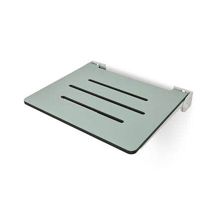 18 inch Silhouette Slimline Folding Wall Mount Shower Bench Seat, Sea Green Seat with White Frame - color: Sea Green Seat With White Frame