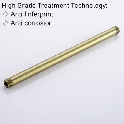 RANDOM Shower Arm with Flange,Gold 12 Inches Ceiling Mount Shower Head Extension Arm Straight Arm Ceiling-Mounted For Fixed Shower Head,Brushed Gold.RD91038-12BG - color: 12″ Brushed Gold(Round Flange)