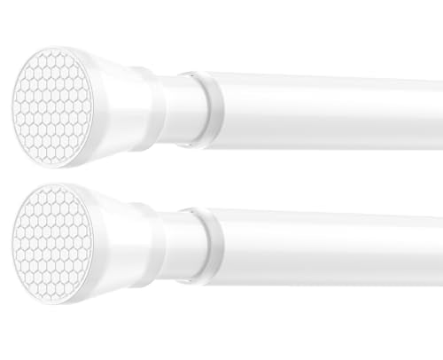 2 Pack Adjustable Tension Curtain Rod 30 to 64 inches, Curtain Rod for Windows Tension Rod No Drill, Spring Tension Curtain Rod for Window, Bathroom, Doorway, White - color: White, size: 30 to 64 inch-2pcs
