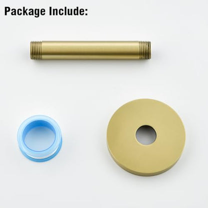 RANDOM Shower Arm with Flange,Gold 4 Inches Ceiling Mount Shower Head Extension Arm Straight Arm Ceiling-Mounted For Fixed Shower Head,Brushed Gold.RD91038-4BG - color: 4″ Brushed Gold(Round Flange)