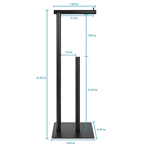 Toilet Paper Holder Stand Toilet Paper Roll Holder Stand Freestanding Black Toilet Paper Holder for Bathroom Toilet Tissue Storage Holder Metal - color: Black