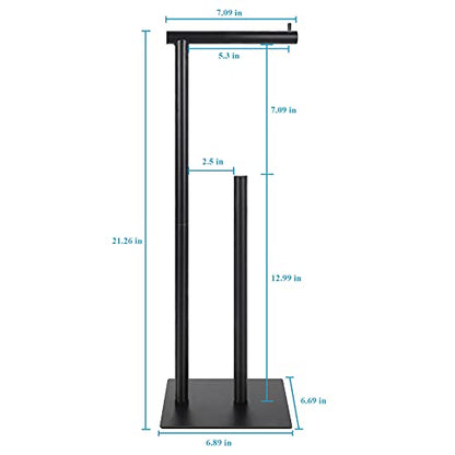 Toilet Paper Holder Stand Toilet Paper Roll Holder Stand Freestanding Black Toilet Paper Holder for Bathroom Toilet Tissue Storage Holder Metal - color: Black