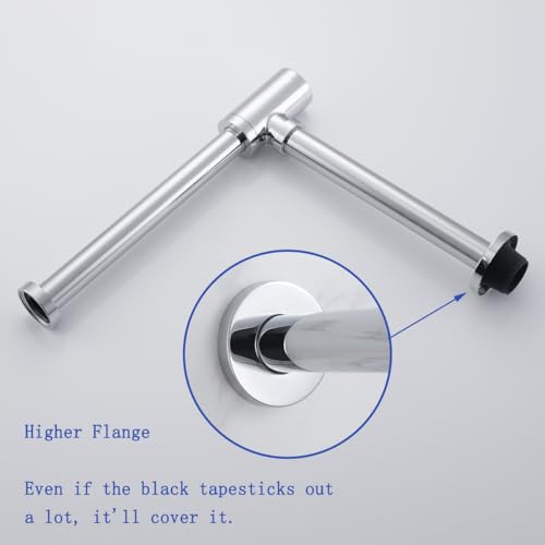 Bathroom Sink P-Trap Solid Brass 1-1/4 Bottle Trap Sink Drain Tube for Kit,Chrome,SW-83888C-L. - color: T03-chrome
