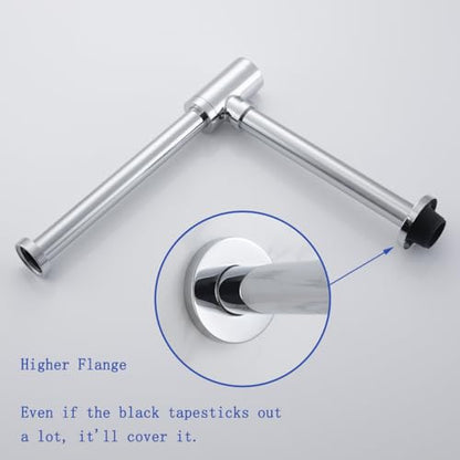 Bathroom Sink P-Trap Solid Brass 1-1/4 Bottle Trap Sink Drain Tube for Kit,Chrome,SW-83888C-L. - color: T03-chrome