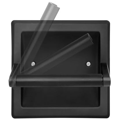 Recessed Toilet Paper Holder for Rolls, Pivoting Stainless Steel in Wall Toilet Paper Holder, Wall Mounted Bathroom Tissue Roll Dispenser with Modern Matte Black Finish - color: Recessed Black