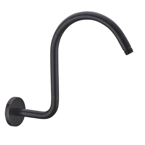 RANDOM S Shaped Shower Head Riser Pipe,Goose Neck Shower Arm 13 Inch Shower Head Extension Arm with Flange,Standard 1/2" Connection,Oil Rubbed Bronze.RD-91098-13ORB - color: Oil Rubbed Bronze
