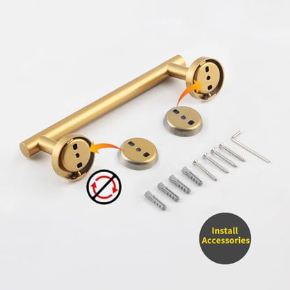GERZWY 9-Inch Bathroom Towel Bar Gold Stainless Steel Bath Hand Towel Holder Modern Round Style Wall Mount AG1101C23-BE - color: Gold, size: 9 Inch (Pack of 1)