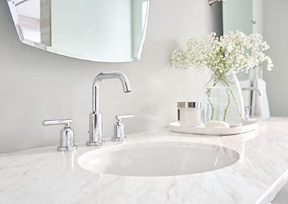 Moen Gibson Chrome Two-Handle 8-Inch Widespread High Arc Modern Bathroom Sink Faucet, Valve Required, T6142 - color: Chrome, style: Trim Only