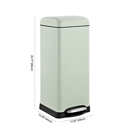 happimess HPM1007E Betty Retro 8-Gallon Step-Open Trash Can with Soft-Close Lid, Fingerprint Resistant, Modern, Minimalistic for Home, Kitchen, Laundry Room, Office, Bedroom, Bathroom, Mint Green | Fingerprint Resistant, Removable Liner, Semi-Rectangular,